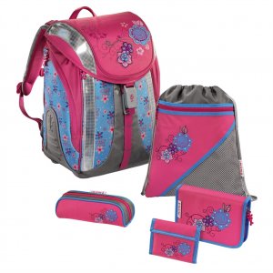 Školní batoh - 5-dílný set, Flexline Květiny, certifikát AGR