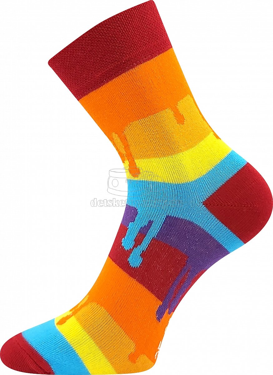 Detské ponožky BOMA Jana Roztečené pruhy vzor 36 červená