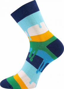 Detské ponožky BOMA Jana Roztečené pruhy vzor 36 modrá