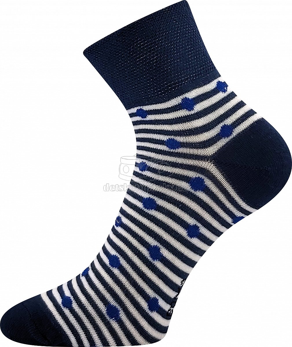 Detské ponožky BOMA Jana Bodky v pásikoch vzor 37  tmavo modrá