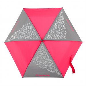 Detský skladací dáždnik s reflexnými obrázkami, neónová ružová