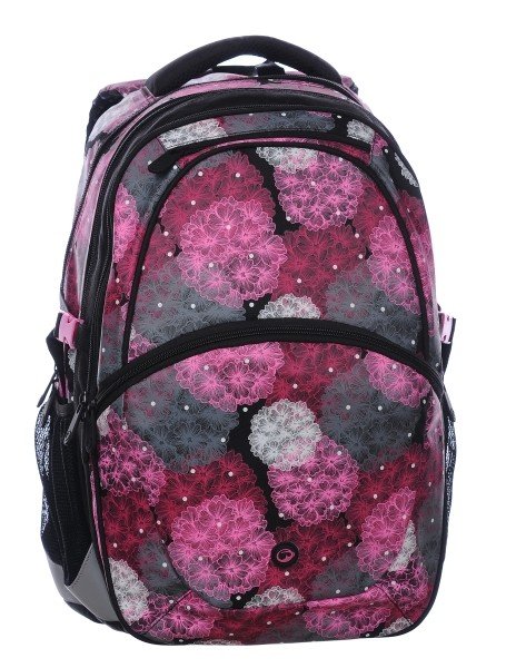 Dívčí školní batoh MADISON 0115 D PINK/BLACK/FLOWERS
