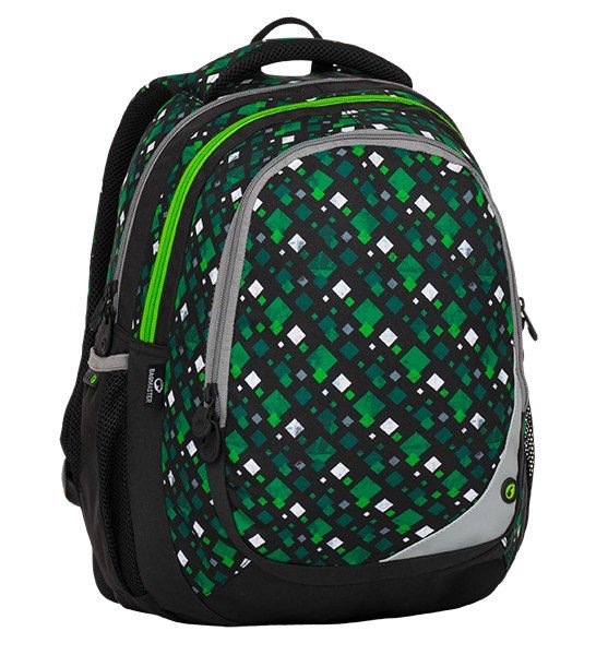 Školní tříkomorový batoh MAXVELL 8 B - zeleno černý