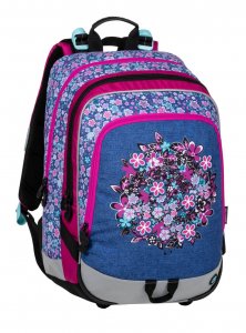 Školní tříkomorový batoh - drobné květiny