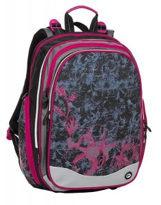 Školní čtyřkomorový batoh ELEMENT 8 A - růžový s květinami