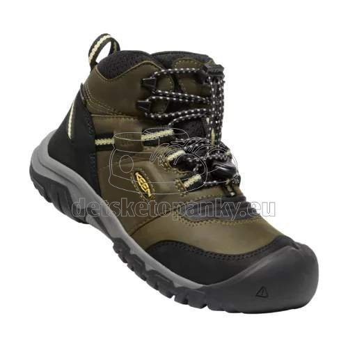 Detské celoročné topánky Keen Ridge Flex Mid WP Youth dark olive/dusky citrón
