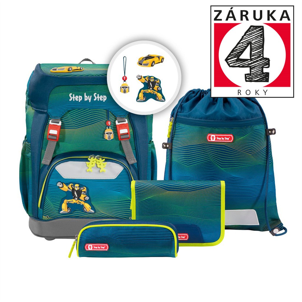 Školský ruksak pre prváčikov - 5dielny set, Step by Step GRADE Autorobot, AGR