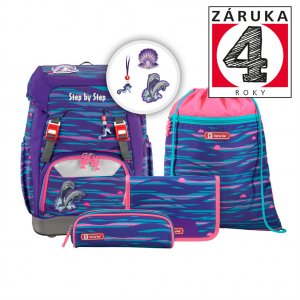 Školský ruksak pre prváčikov - 5dielny set, Step by Step GRADE Delfíny, AGR