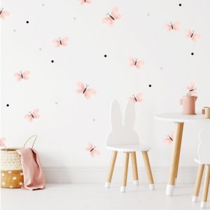 INSPIO dětské samolepky na zeď - Růžoví motýlci