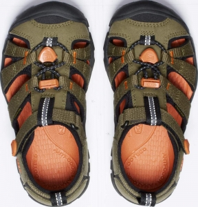 Dětské sandály Keen Seacamp II CNX children dark olive/gold flame