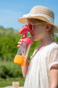 b.box 221 Lahev na pití s brčkem 600 ml - růžová/oranžová