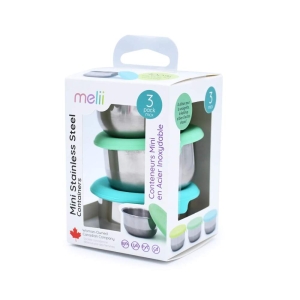 b.box 23900 Nerezová dóza 89 ml se silikonovým víčkem 3ks - zelená/ modrá