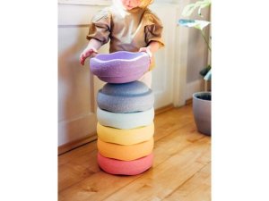 Stapelstein Balanční stohovací kameny Duha pastel- 6 ks