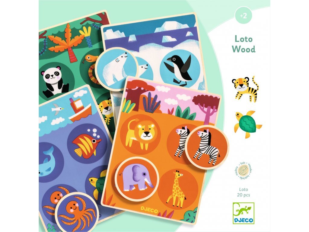 DJECO Dřevěné loto Zvířátka kolem světa