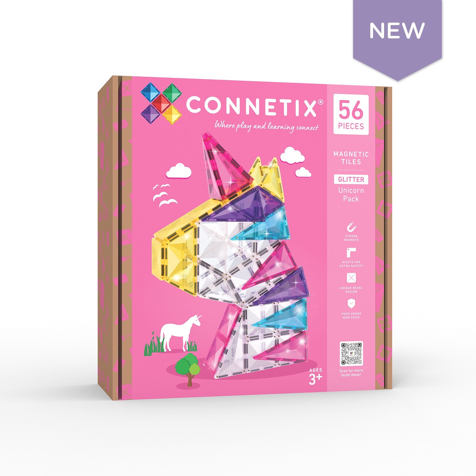 Connetix Tiles - Glitter Unicorn Pack 56 pc
