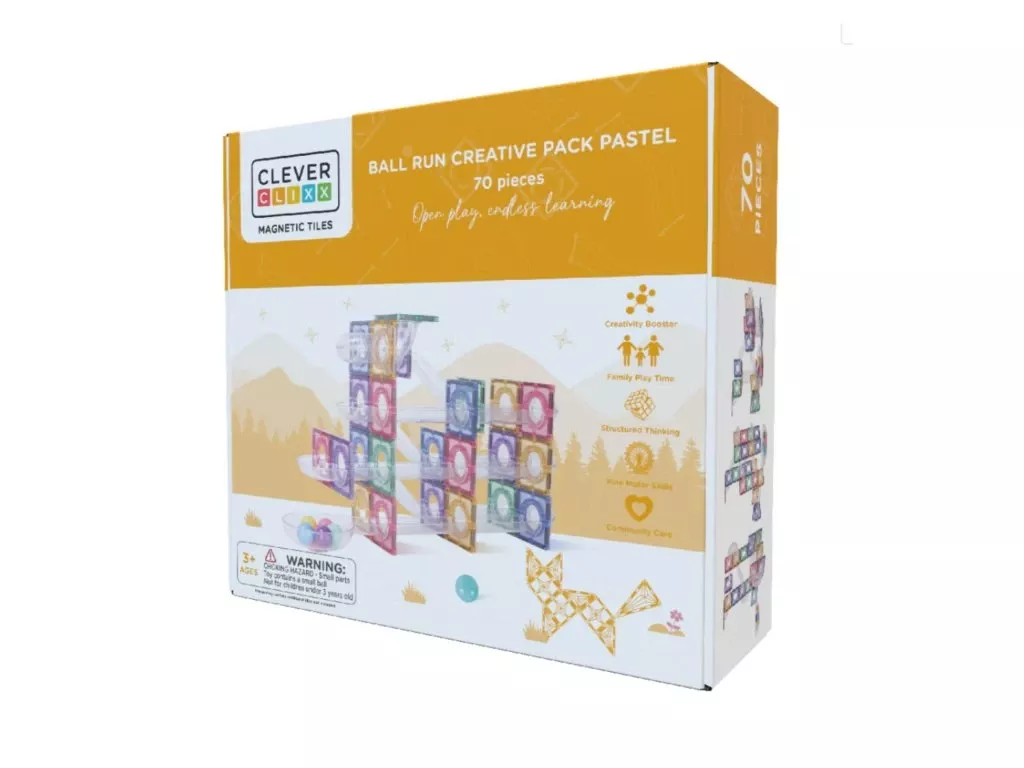 Cleverclixx - Kuličkodráha Ball Run Creative Pack Pastel 70 ks