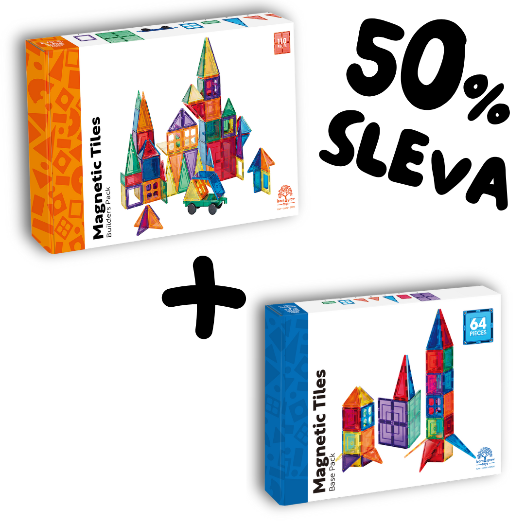 Learn and grow - Magnetická stavebnice Builders pack 110 ks + Magnetická stavebnice 64 ks