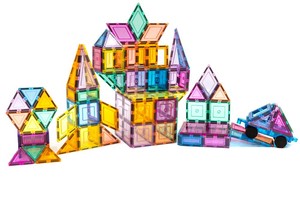 Learn and grow - Magnetická stavebnice Pastel Builders pack 112 ks s podvozkem