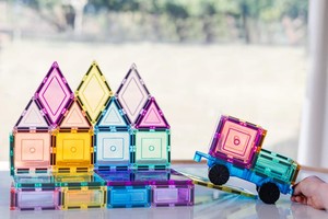 Learn and grow - Magnetická stavebnice Pastel Builders pack 112 ks s podvozkem