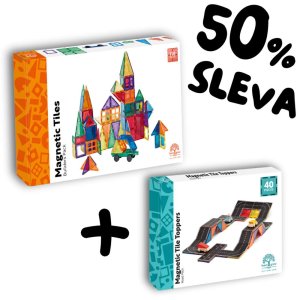 Learn and grow - Magnetické stavebnice Builders pack 110 ks + dlaždice Silnice 40 ks