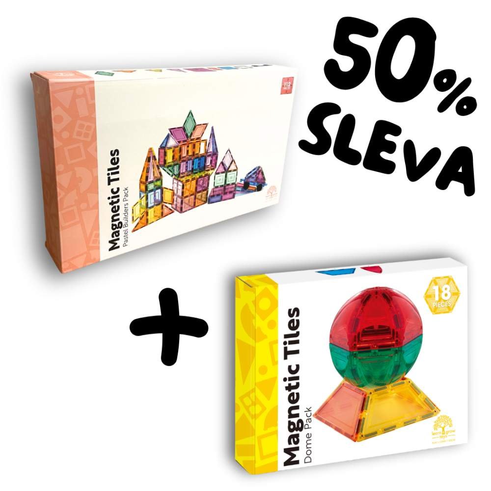 Learn and grow - Magnetické stavebnice Pastel Builders pack 112 ks s podvozkem + Kupola 18 ks