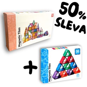Learn and grow - Magnetické stavebnice Pastel Builders pack 112 ks s podvozkem + Malé čtvercové balení 36 ks