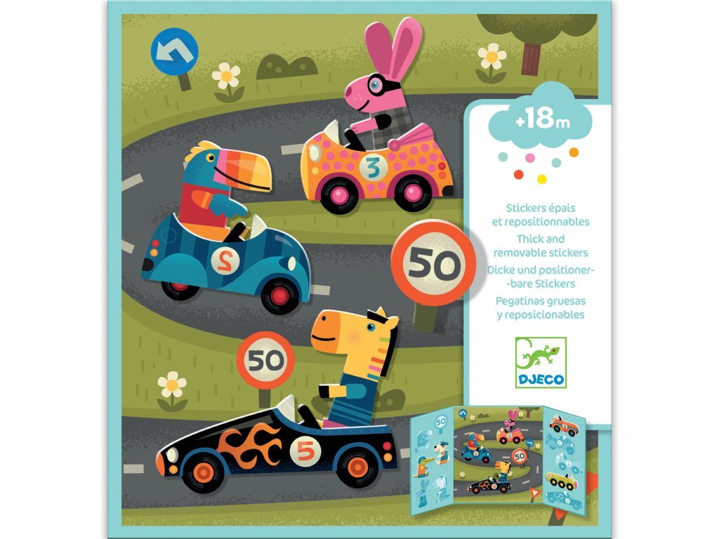 DJECO Přemístitelné samolepky pro nejmenší Formule