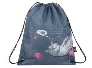 Bagmaster SÁČEK GALAXY 9 A školní na přezůvky / tělocvik - kočka s klubíčky