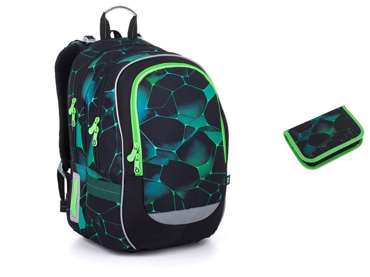Školní batoh se zelenými prvky Topgal CODA 25019 SET SMALL