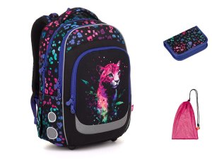 Školní batoh LORI s neonovým leopardem LORI 25074 SET MEDIUM
