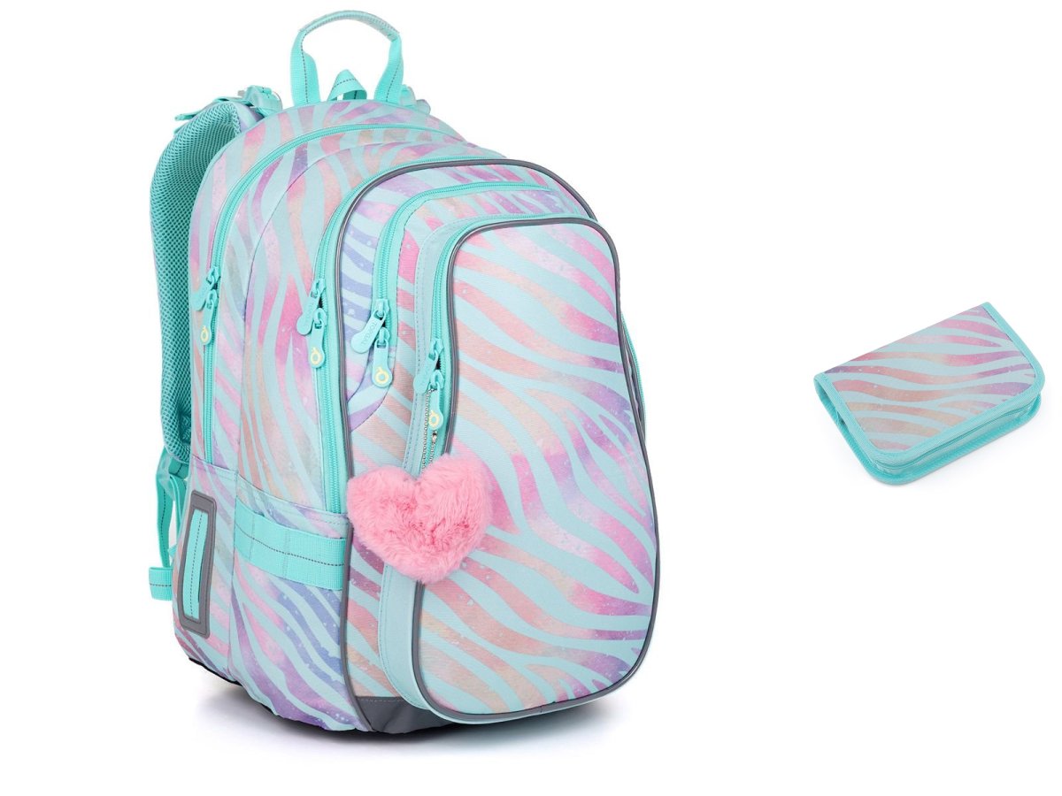 Školní batoh Duhová zebra Topgal LYNN 25007 SET SMALL