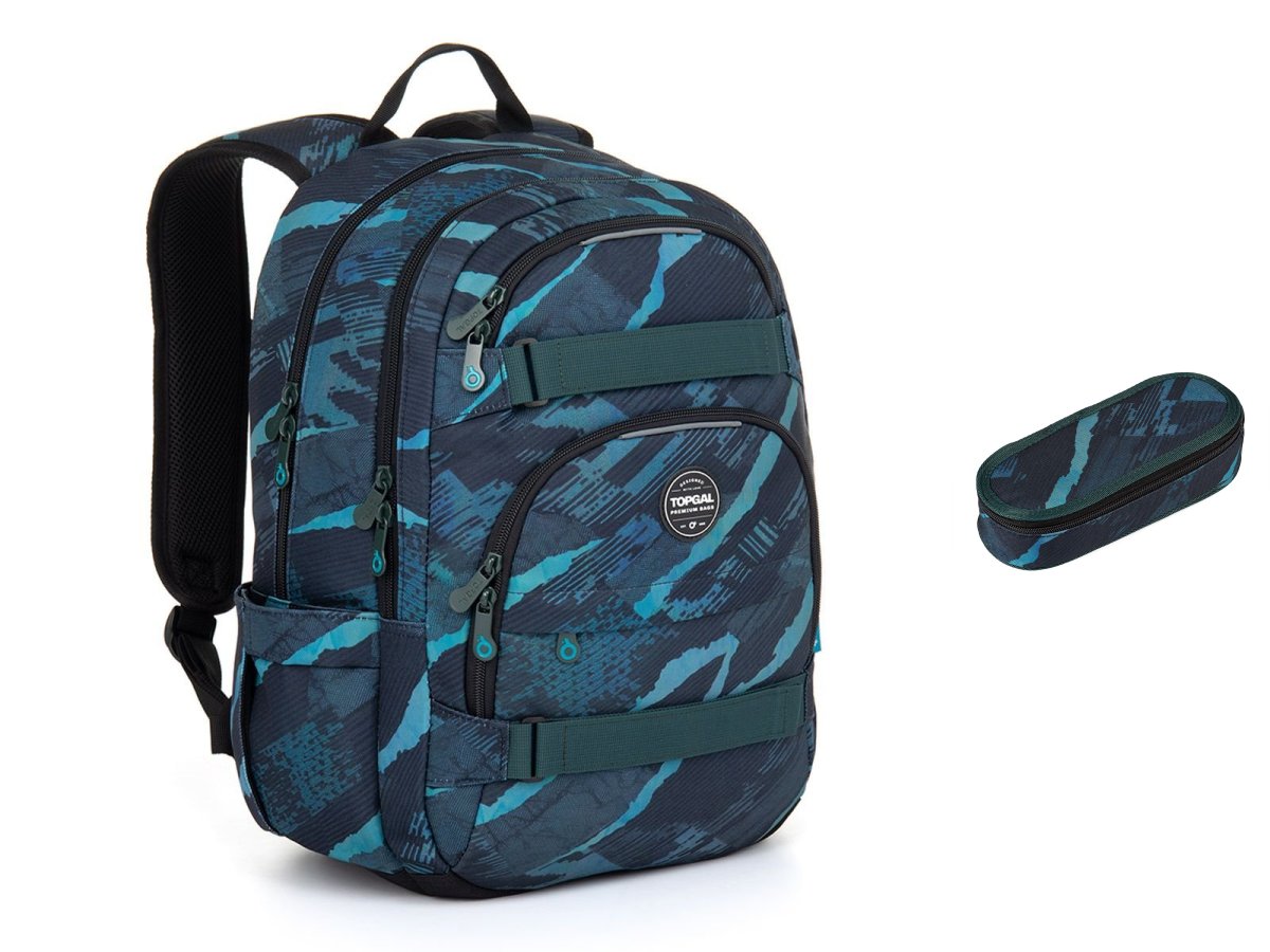 Studentský batoh v modro-tyrkysovém designu VIKI 25078 SET SMALL